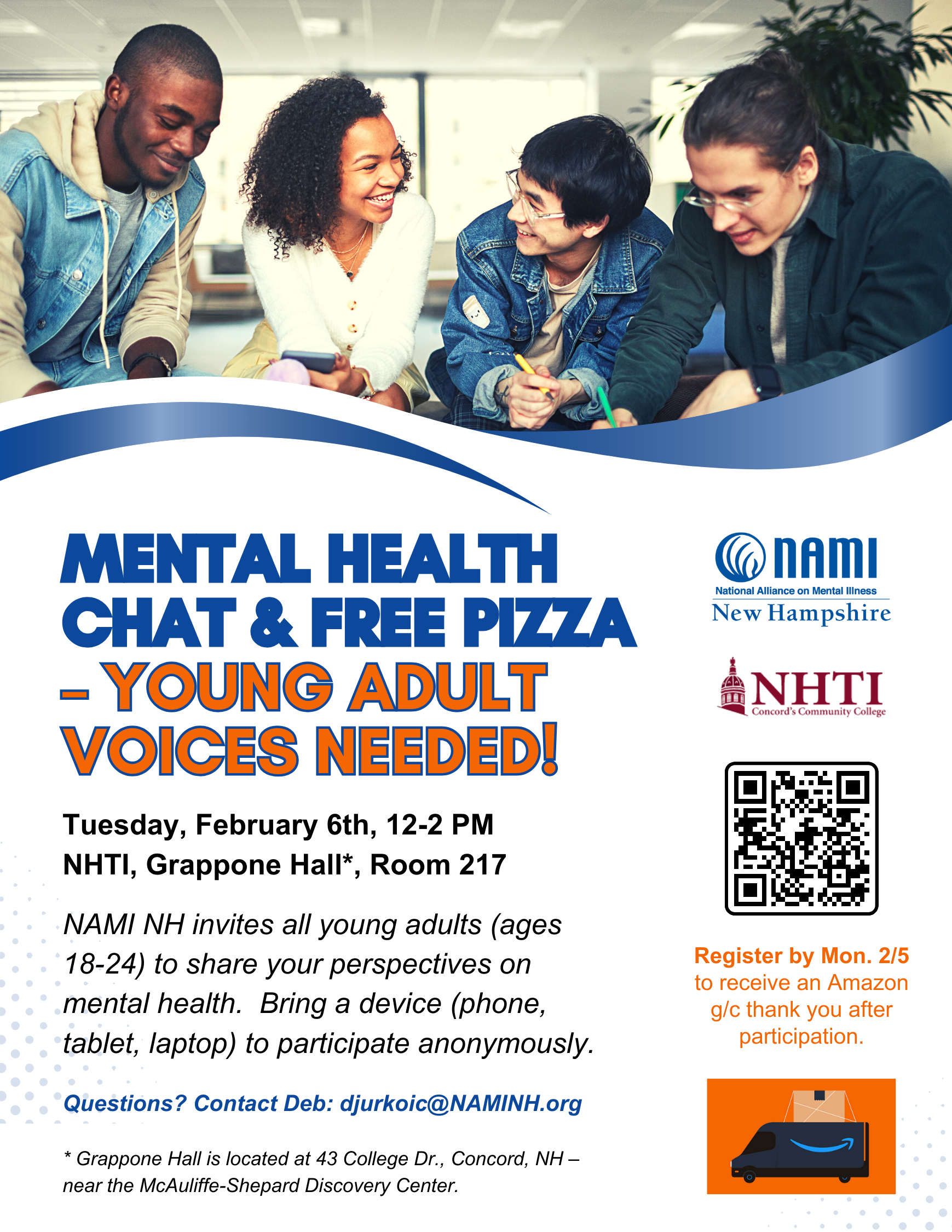 Mental Health Chat & Free Pizza - Young Adult Voices Needed!